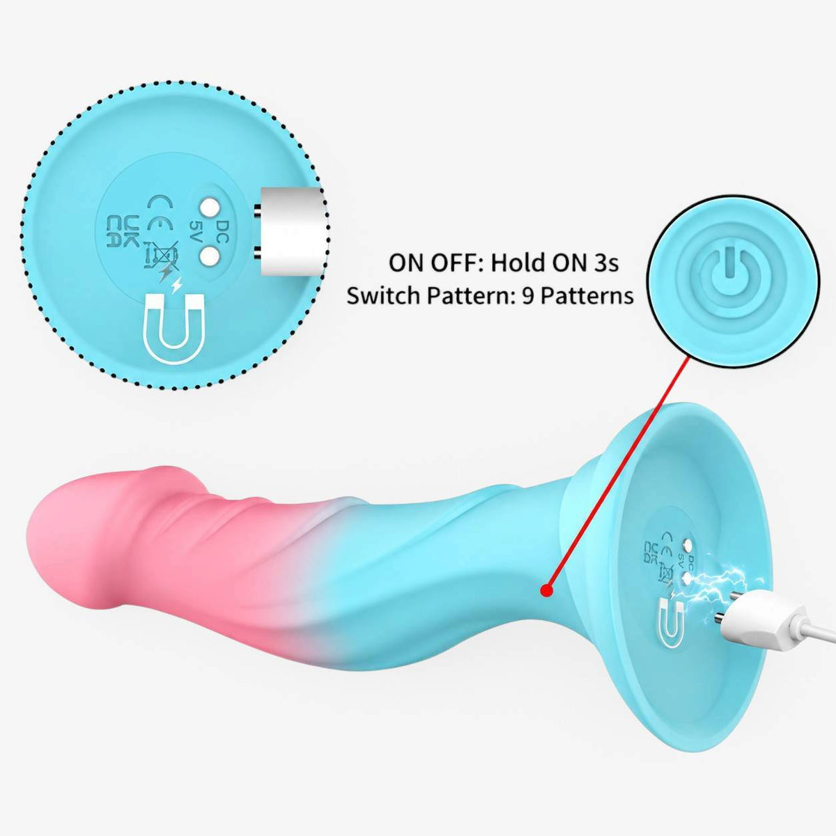 Swirl Vibe Cotton Candy - magnetic charging one button control - RealCock Toys