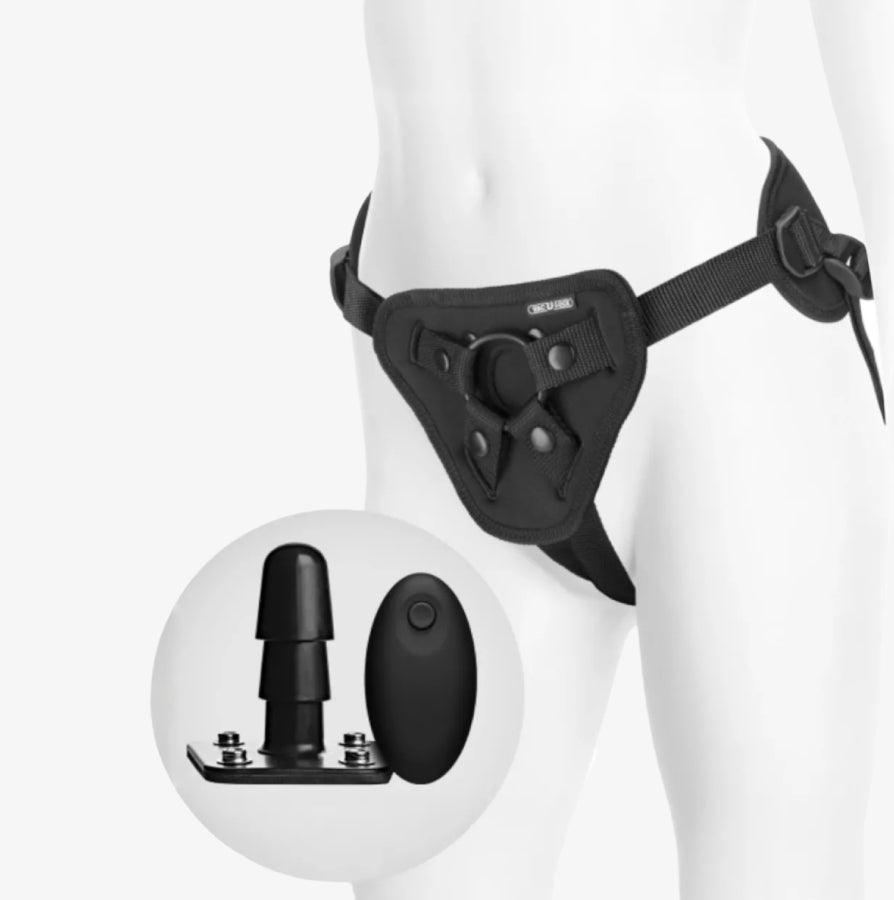 VAC-U-LOCK SUPREME HARNESS WITH VIBRATING PLUG - Harness system with integrated plug