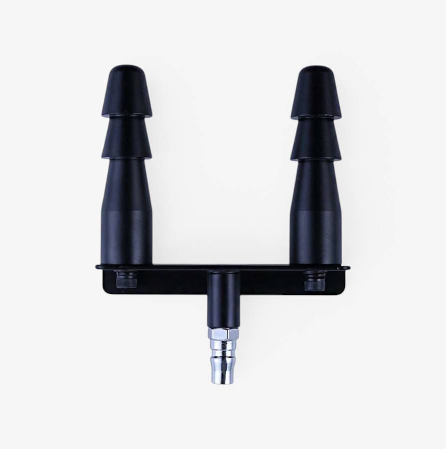 Vac-U-Lock® Compatible Quick Connect Doubler Plug Black - dual dildo sex machine adapter - front view