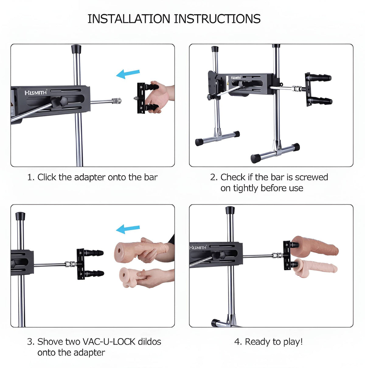 Vac-U-Lock® Compatible Quick Connect Doubler Plug Black - sex machine installation instructions - step-by-step guide
