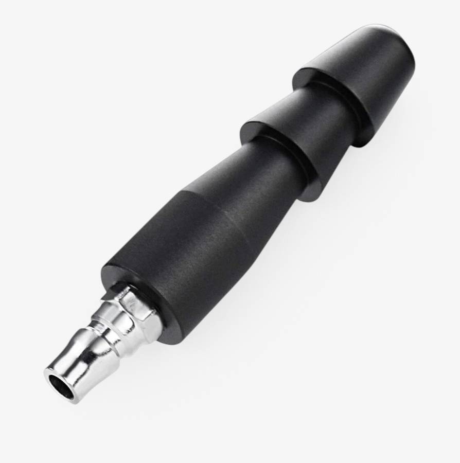 Vac-U-Lock® Compatible Quick Connect Machine Plug Black - ribbed Vac-U-Lock plug and connector - angled view