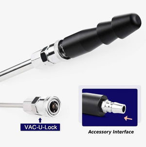 Vac-U-Lock® Compatible Quick Connect Machine Plug Black - attached to sex machine quick-connect rod - installed view