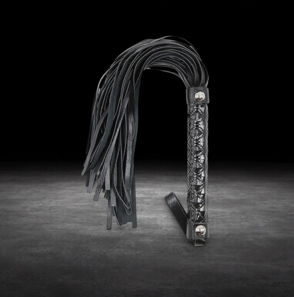 Leather flogger BDSM toy black