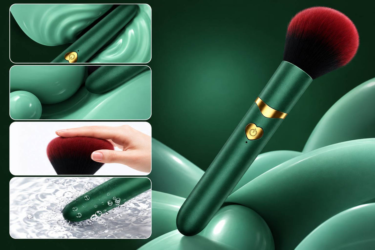 Makeup Brush vibrator with ultra-soft bristles, smooth matte bullet tip and IPX5 splash-proof design