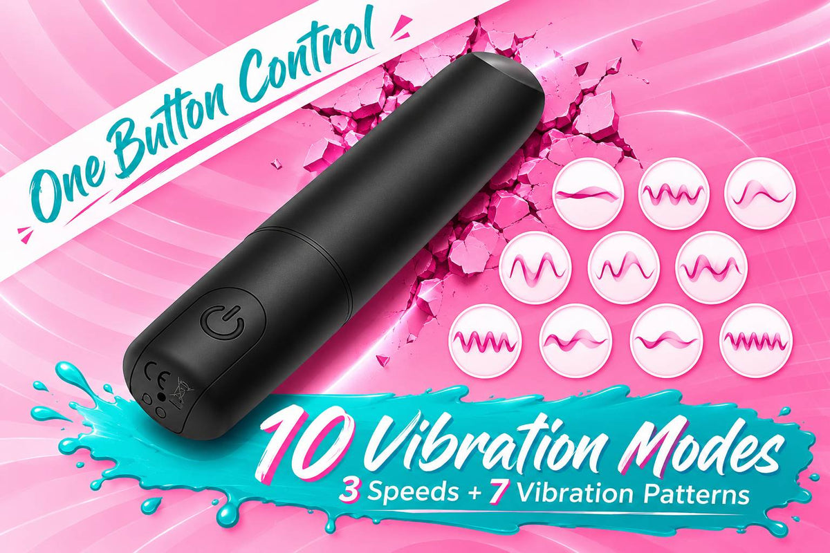 Pocket Bullet mini vibrator with one-button control, 3 speeds and 7 vibration patterns