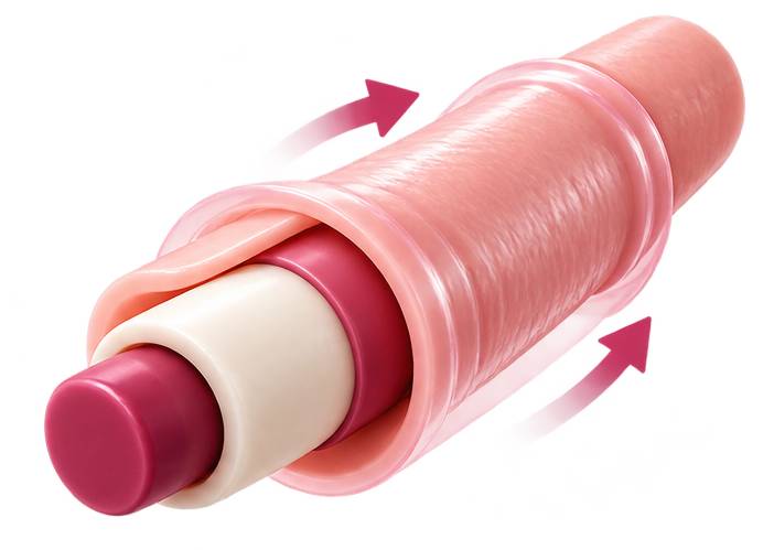 Sliding skin technology dildo with realistic foreskin movement